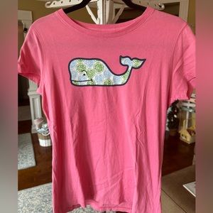 Ladies Hot Pink Vineyard Vines Fitted Teeshirt-size M